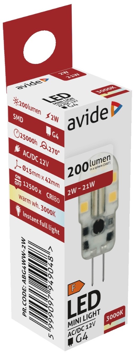abg4ww-2w_avide-led-2w-g4-ww-3000k Avide LED 2W G4 160° Θερμό 3000K - Image 1