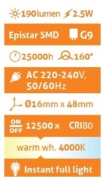 Avide LED G9  2.5W 160° Λευκό 4000K - Image 3