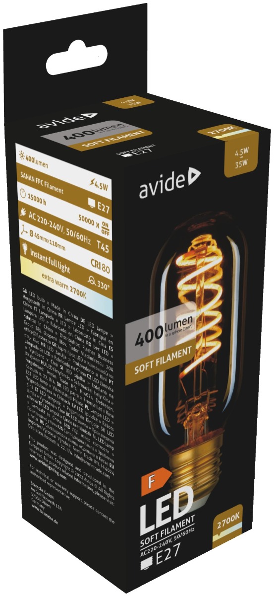 ablsft45ew-45w_avide-led-soft-filament-t45-45w-e27-ew-2700k Avide LED Soft Filament T45 4.5W E27 Θερμό 2700K - Image 1