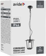 Avide Εξωτερικό Φωτιστικό Οροφής Coronado 1xE27 IP44 Μαύρο - Image 2