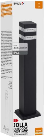 Avide Outdoor Post Lamp Jolla LED 2W NW 500mm IP44 Black - Image 2