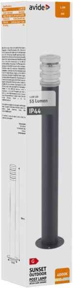 Avide Εξωτερικό Φωτιστικό Κήπου Sunset LED 1.5W Λευκό 500mm IP44 Ανθρακί - Image 2