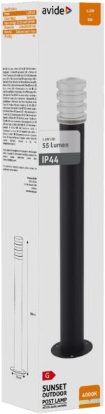 Avide Εξωτερικό Φωτιστικό Κήπου Sunset LED 1.5W Λευκό 500mm IP44 Μαύρο - Image 2