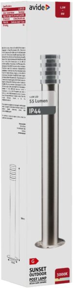 Avide Εξωτερικό Φωτιστικό Κήπου Sunset LED 1.5W Θερμό 500mm IP44 Σατέν Νίκελ - Image 2