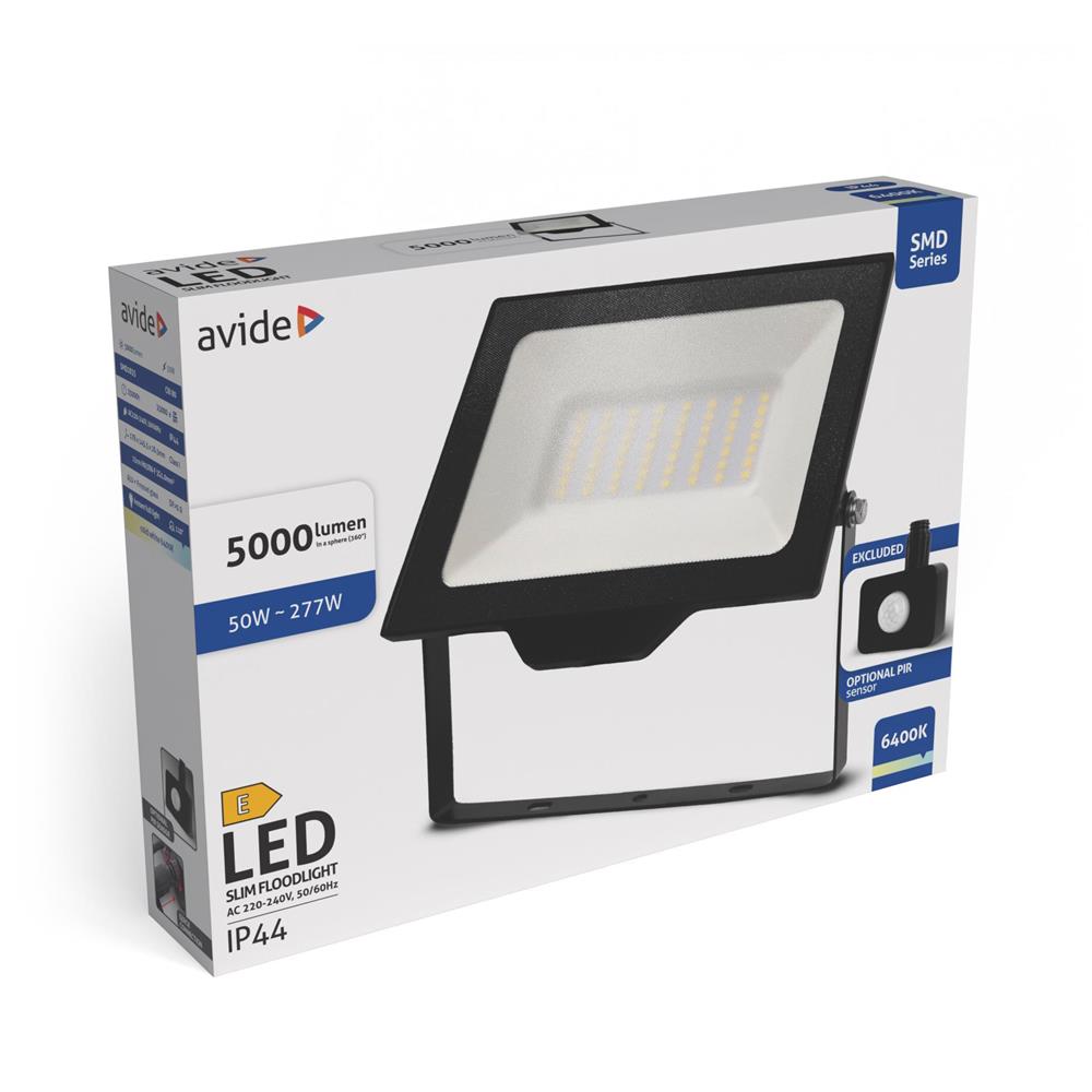 avide_led_flood_light_smd_50w_cw_6400k_quick_conn._opt.pir_2_3 Avide Προβολέας LED SMD 50W CW 6400K με Γρήγορη σύνδεση και Προαιρετικό PIR - Image 1