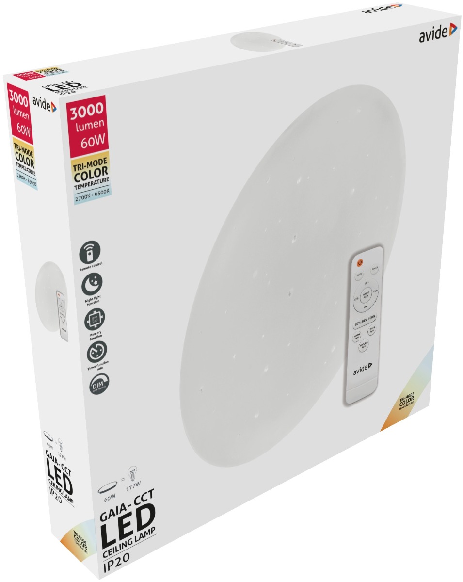cc Avide LED Μοντέρνα Πλαφονιέρα Οροφής Gaia-CCT 60W με Τηλεχειριστήριο - Image 1