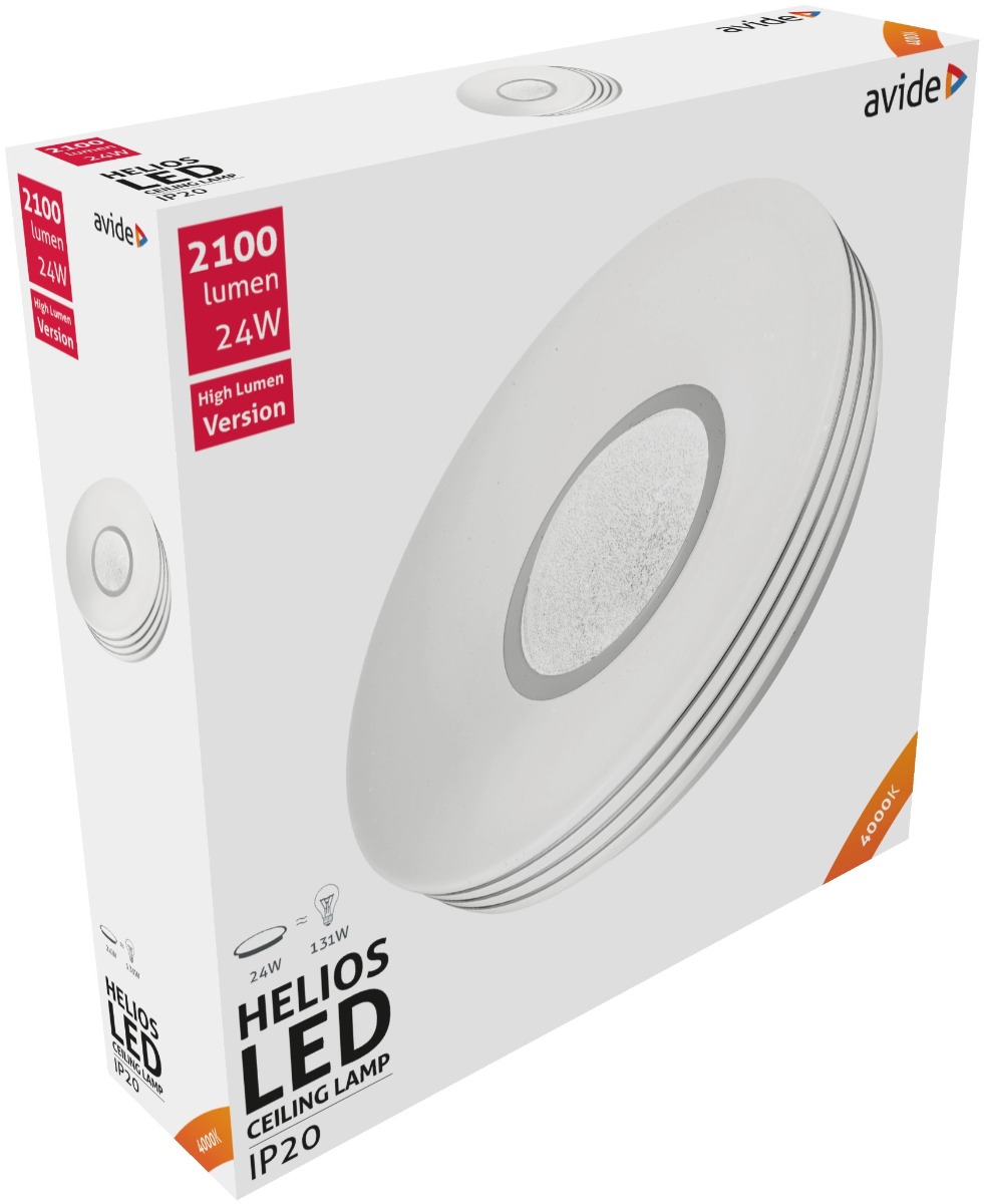 hl Avide LED Μοντέρνα Πλαφονιέρα Οροφής Helios 24W 380*95.0mm Λευκό 4000K - Image 1