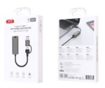 XO HUB018 Αντάπτορας Δικτύου USB σε Type-C 2-σε-1 RJ45 100Mbs - Image 4