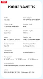 XO L103 (UK) QC3.0 18W Φορτιστής με Καλώδιο TYPE-C (NB103) - Image 3