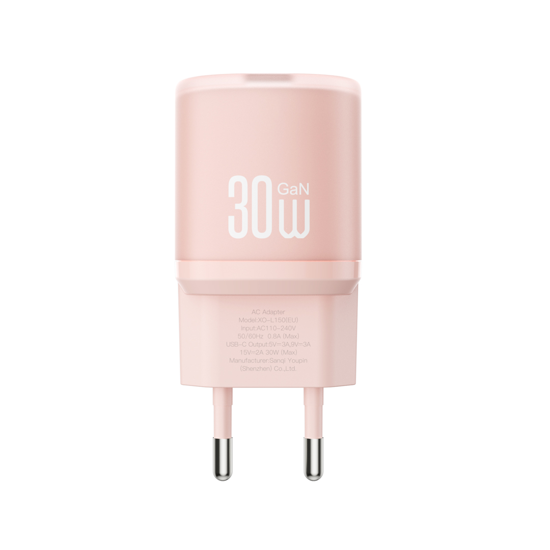 l150_3_2_ XO L150 (EU) 30W Μονός Γρήγορος Φορτιστής USB-C Ροζ - Image 1