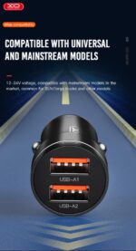 XO CC48 Smart Μεταλλικός Διπλός USB Universal Φορτιστής Αυτοκινήτου - Image 6