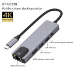 Αντάπτορας 5in1 RJ45 USB3.0x2 PD 4K 60HZ HDTV - Image 3