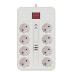 Technik Πολύπριζο 8 Θέσεων (1,5mm2) με Διακόπτη & 3 Θύρες USB 16A με Προστασία Υπέρτασης 1.5m