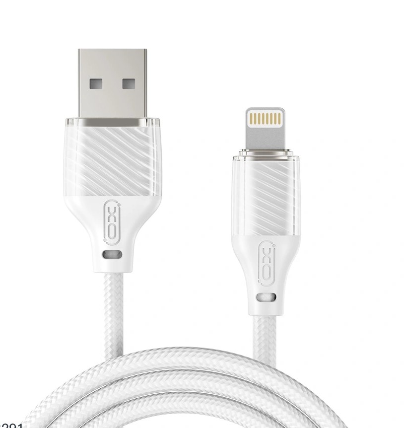 nb291-usb-atoip-3 XO NB291 Καλώδιο Φόρτισης & Μεταφοράς Δεδομένων Lightning Braided 6A Λευκό - Image 1