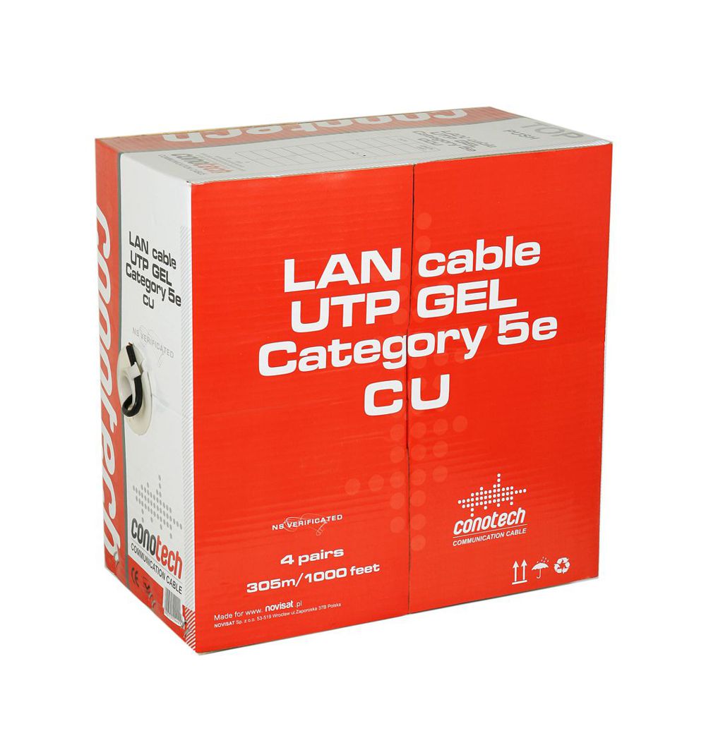 utp-gel-kat-5e Conotech Στροφείο Δικτύου U/UTP Χαλκός CU CAT5e GEL - PE (305m) - Image 1