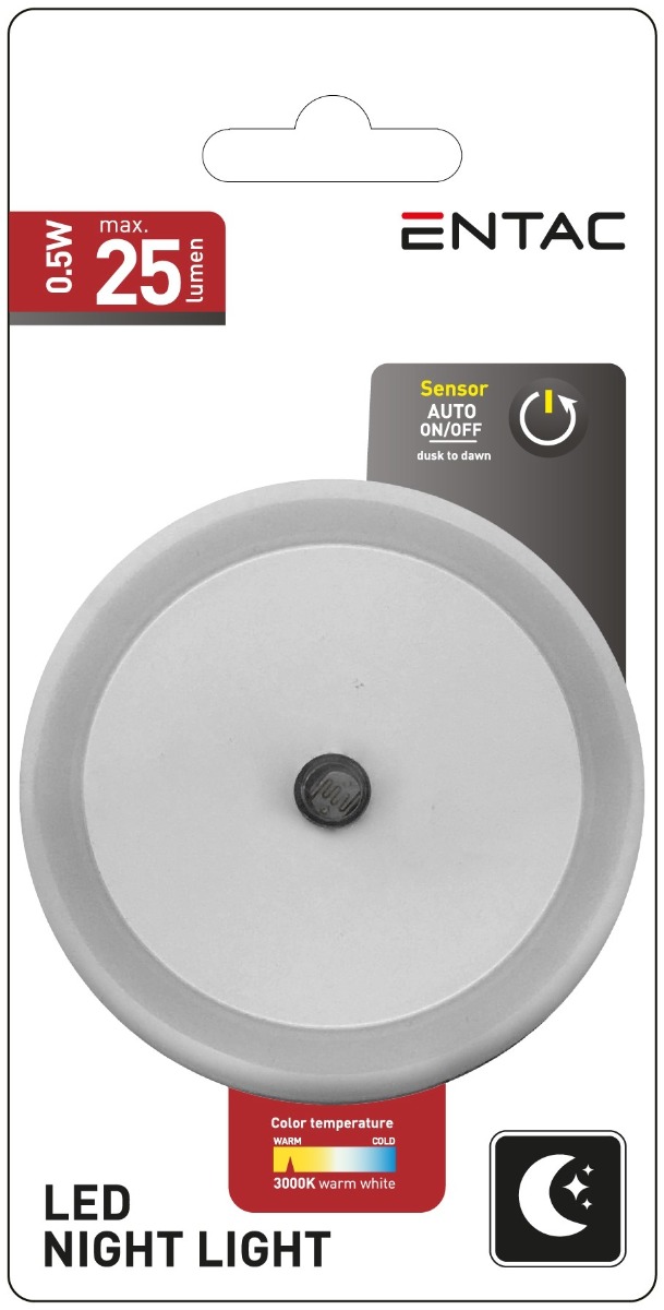 1_10_2 Entac Φωτάκι Νυκτός 0.5W Στρογγυλό Θερμό Άσπρο - Image 1