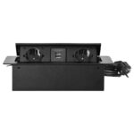 Redpoint 9035/B ΜΑΥΡΟ ΠΟΛΥΠΡΙΖΟ ΓΡΑΦΕΙΟΥ ΧΩΝ. ΜΕ ΚΑΠΑΚΙ 2 ΣΟΥΚΟ ΜΕ 1USB-A+1USB-C+ΚΑΛΩΔΙΟ 1,5m+ΦΙΣ ORNO - Image 3