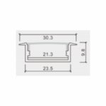 Redpoint ΠΡΟΦΙΛ ΑΛΟΥΜΙΝΙΟΥ ΧΩΝΕΥΤΟ (21mm) ΓΙΑ 2 ΤΑΙΝΙΕΣ  ΜΕ ΟΠΑΛ ΚΑΛΥΜΜΑ (Κατασκευή Κίνα) - Image 2