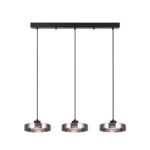 Inlight Κρεμαστό φωτιστικό LED απο μαύρο μέταλλο και φιμέ γυαλί, 70x200cm, 3CCT (Θερμό- Φυσικό- Ψυχρό Φως), Φωτεινότητα 3960LMκαι 3x12W (4075-3R-Black/Smoky)