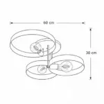 ΦΩΤΙΣΤΙΚΟ ΟΡΟΦΗΣ ΠΛΑΦΟΝΙΕΡΑ 3/Φ ΧΕΙΡΟΠΟΙΗΤΟ ΜΕΤΑΛΛΙΚΟ ΜΑΥΡΟ-ΑΣΗΜΙ - Image 3