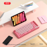 XO KB-12 Ασύρματο Πληκτρολόγιο Bluetooth Tri-Colour Ροζ - Image 4