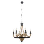 GLOBOSTAR® PENNSYLVANIA 00541 Vintage Κρεμαστό Φωτιστικό Οροφής με Ντουί 6 x E14 AC 220-240V IP20 - Μαύρο & Μπεζ - Μ64 x Π64 x Υ63cm - Image 4