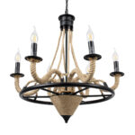 GLOBOSTAR® PENNSYLVANIA 00541 Vintage Κρεμαστό Φωτιστικό Οροφής με Ντουί 6 x E14 AC 220-240V IP20 - Μαύρο & Μπεζ - Μ64 x Π64 x Υ63cm - Image 6