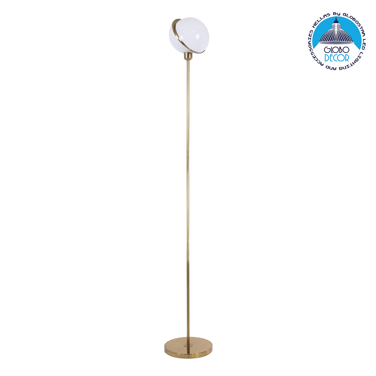 00550_1 GLOBOSTAR® HUDSON 00500 Μοντέρνο Επιδαπέδιο Φωτιστικό με Ντουί 1 x E27 AC 220-240V IP20 - Λευκό & Χρυσό - Μ20 x Π20 x Υ177cm - Image 1