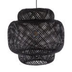 GLOBOSTAR® MALDIVES 00579 Boho Κρεμαστό Φωτιστικό Οροφής με Ντουί 1 x E27 AC 220-240V IP20 - Μαύρο - Μ56 x Π56 x Y54cm - Image 5
