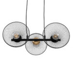 GLOBOSTAR® VERONA 00586 Μοντέρνο Κρεμαστό Φωτιστικό Οροφής με Ντουί 3 x E27 AC 220-240V IP20 - Μαύρο & Χρυσό - Μ50 x Π28 x Υ20cm - Image 3