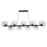 GLOBOSTAR® VERONA 00588 Μοντέρνο Κρεμαστό Φωτιστικό Οροφής με Ντουί 9 x E27 AC 220-240V IP20 - Μαύρο & Χρυσό - Μ140 x Π28 x Υ20cm - Image 3