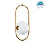 GLOBOSTAR® HAMBURG 00590 Μοντέρνο Κρεμαστό Φωτιστικό Οροφής με Ντουί 1 x G9 AC 220-240V IP20 - Χρυσό & Λευκό - Μ20 x Π15 x Υ40cm
