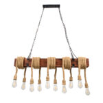 GLOBOSTAR® VIKING 00607 Vintage Κρεμαστό Φωτιστικό Οροφής με Ντουί 10 x E27 AC 220-240V IP20 - Καφε & Μπεζ - Μ108 x Π11 x Υ220cm - Image 6