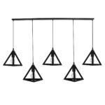 GLOBOSTAR® TRIANGLE 00608 Μοντέρνο Κρεμαστό Φωτιστικό Οροφής με Ντουί 5 x E27 AC 220-240V IP20 - Μαύρο - Μ170 x Π22 x Y130cm - Image 3