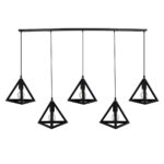 GLOBOSTAR® TRIANGLE 00608 Μοντέρνο Κρεμαστό Φωτιστικό Οροφής με Ντουί 5 x E27 AC 220-240V IP20 - Μαύρο - Μ170 x Π22 x Y130cm - Image 4
