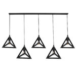 GLOBOSTAR® TRIANGLE 00608 Μοντέρνο Κρεμαστό Φωτιστικό Οροφής με Ντουί 5 x E27 AC 220-240V IP20 - Μαύρο - Μ170 x Π22 x Y130cm - Image 5