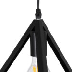 GLOBOSTAR® TRIANGLE 00608 Μοντέρνο Κρεμαστό Φωτιστικό Οροφής με Ντουί 5 x E27 AC 220-240V IP20 - Μαύρο - Μ170 x Π22 x Y130cm - Image 6