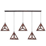 GLOBOSTAR® TRIANGLE 00609 Μοντέρνο Κρεμαστό Φωτιστικό Οροφής με Ντουί 5 x E27 AC 220-240V IP20 - Χάλκινο - Μ170 x Π22 x Y130cm - Image 2