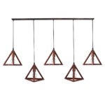 GLOBOSTAR® TRIANGLE 00609 Μοντέρνο Κρεμαστό Φωτιστικό Οροφής με Ντουί 5 x E27 AC 220-240V IP20 - Χάλκινο - Μ170 x Π22 x Y130cm - Image 3