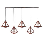 GLOBOSTAR® TRIANGLE 00609 Μοντέρνο Κρεμαστό Φωτιστικό Οροφής με Ντουί 5 x E27 AC 220-240V IP20 - Χάλκινο - Μ170 x Π22 x Y130cm - Image 4