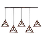 GLOBOSTAR® TRIANGLE 00609 Μοντέρνο Κρεμαστό Φωτιστικό Οροφής με Ντουί 5 x E27 AC 220-240V IP20 - Χάλκινο - Μ170 x Π22 x Y130cm - Image 5