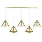 GLOBOSTAR® TRIANGLE 00610 Μοντέρνο Κρεμαστό Φωτιστικό Οροφής με Ντουί 5 x E27 AC 220-240V IP20 - Χρυσό - Μ170 x Π22 x Y130cm - Image 3