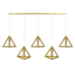 GLOBOSTAR® TRIANGLE 00610 Μοντέρνο Κρεμαστό Φωτιστικό Οροφής με Ντουί 5 x E27 AC 220-240V IP20 - Χρυσό - Μ170 x Π22 x Y130cm - Image 4