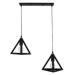 GLOBOSTAR® TRIANGLE 00611 Μοντέρνο Κρεμαστό Φωτιστικό Οροφής με Ντουί 2 x E27 AC 220-240V IP20 - Μαύρο - Μ60 x Π22 x Y130cm - Image 3