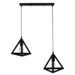 GLOBOSTAR® TRIANGLE 00611 Μοντέρνο Κρεμαστό Φωτιστικό Οροφής με Ντουί 2 x E27 AC 220-240V IP20 - Μαύρο - Μ60 x Π22 x Y130cm - Image 4