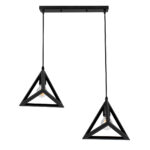 GLOBOSTAR® TRIANGLE 00611 Μοντέρνο Κρεμαστό Φωτιστικό Οροφής με Ντουί 2 x E27 AC 220-240V IP20 - Μαύρο - Μ60 x Π22 x Y130cm - Image 5
