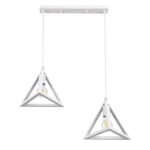 GLOBOSTAR® TRIANGLE 00612 Μοντέρνο Κρεμαστό Φωτιστικό Οροφής με Ντουί 2 x E27 AC 220-240V IP20 - Λευκό - Μ60 x Π22 x Y130cm - Image 5