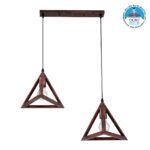 GLOBOSTAR® TRIANGLE 00613 Μοντέρνο Κρεμαστό Φωτιστικό Οροφής με Ντουί 2 x E27 AC 220-240V IP20 - Χάλκινο - Μ60 x Π22 x Y130cm