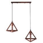 GLOBOSTAR® TRIANGLE 00613 Μοντέρνο Κρεμαστό Φωτιστικό Οροφής με Ντουί 2 x E27 AC 220-240V IP20 - Χάλκινο - Μ60 x Π22 x Y130cm - Image 4
