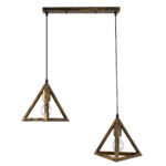 GLOBOSTAR® TRIANGLE 00614 Μοντέρνο Κρεμαστό Φωτιστικό Οροφής με Ντουί 2 x E27 AC 220-240V IP20 - Μπρούτζινο - Μ60 x Π22 x Y130cm - Image 3